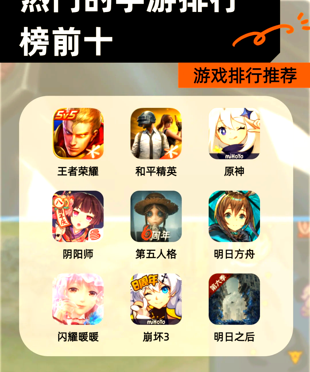 2022热门网络游戏排行榜